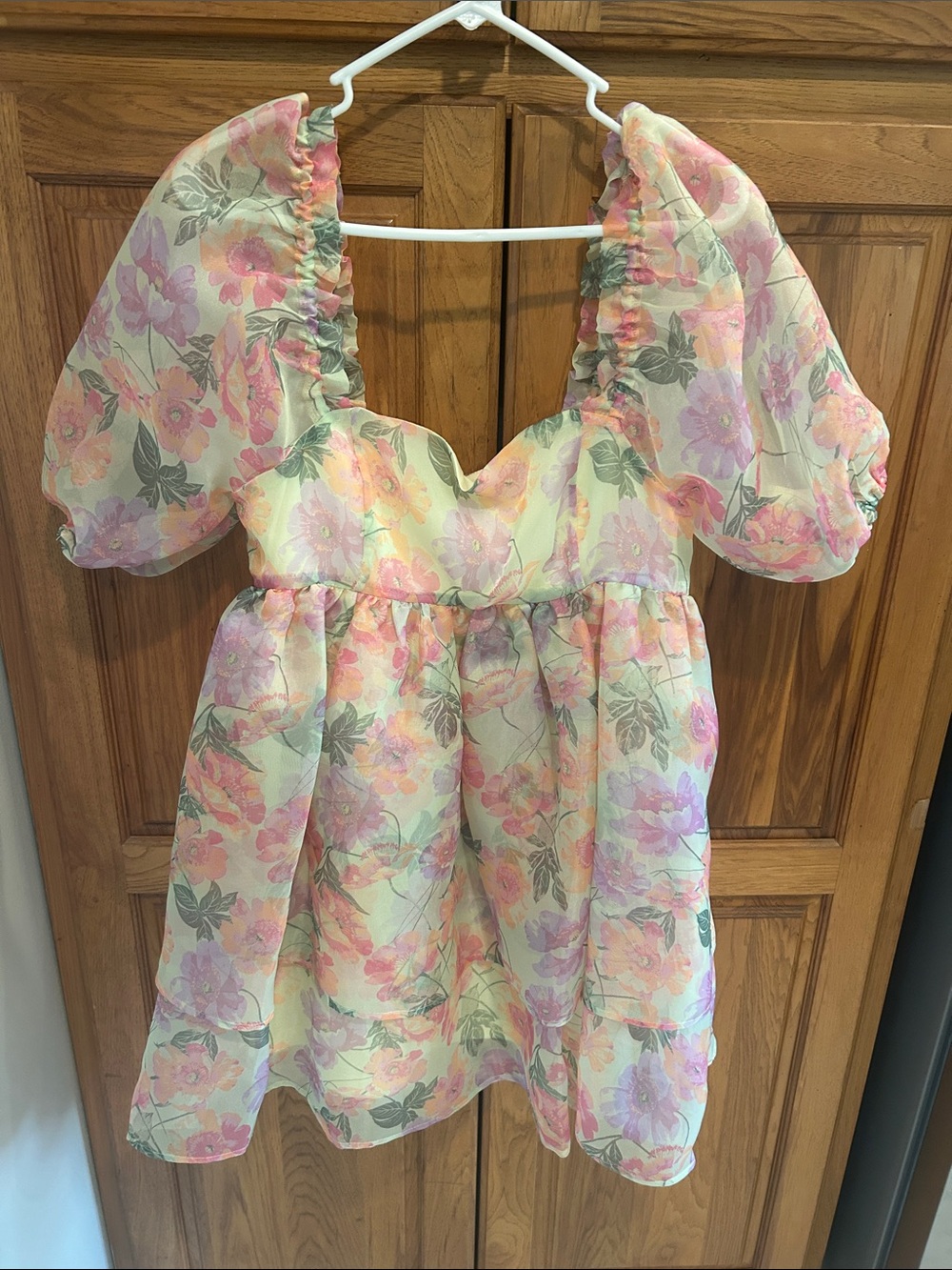 Chelsea & Violet Pastel Floral Puff-Sleeve Mini Dress